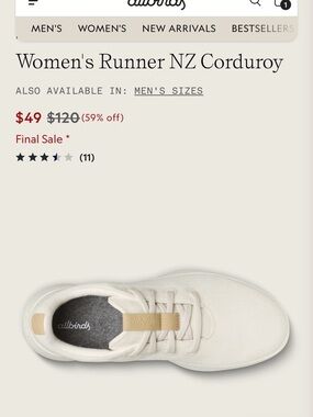 Allbirds Women's Runner NZ Corduroy Sneakers